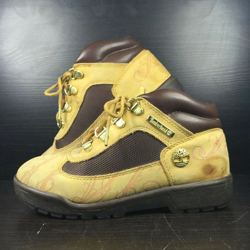 Timberland Boots -Girl's Sz 2.5- Tan Marble/Swirled Genuine Leather Kids- 4254